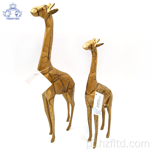 Conjunto de 2 girafas escultura em resina para decoração de casa